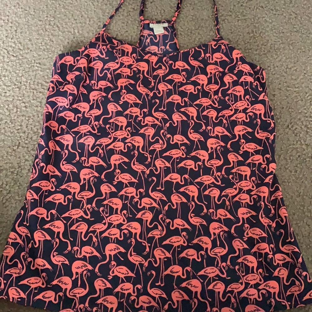J. Crew racer back flamingo tank top